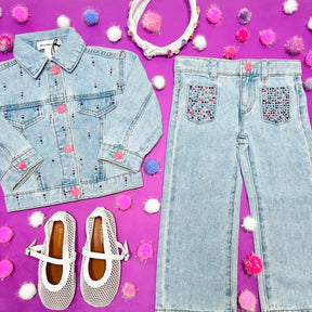RHINESTONE POCKET DENIM PANTS