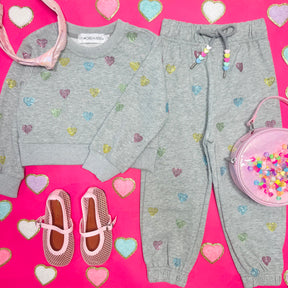 NOOR CRYSTAL HEARTS SWEATSHIRT AND SWEATPANTS SET