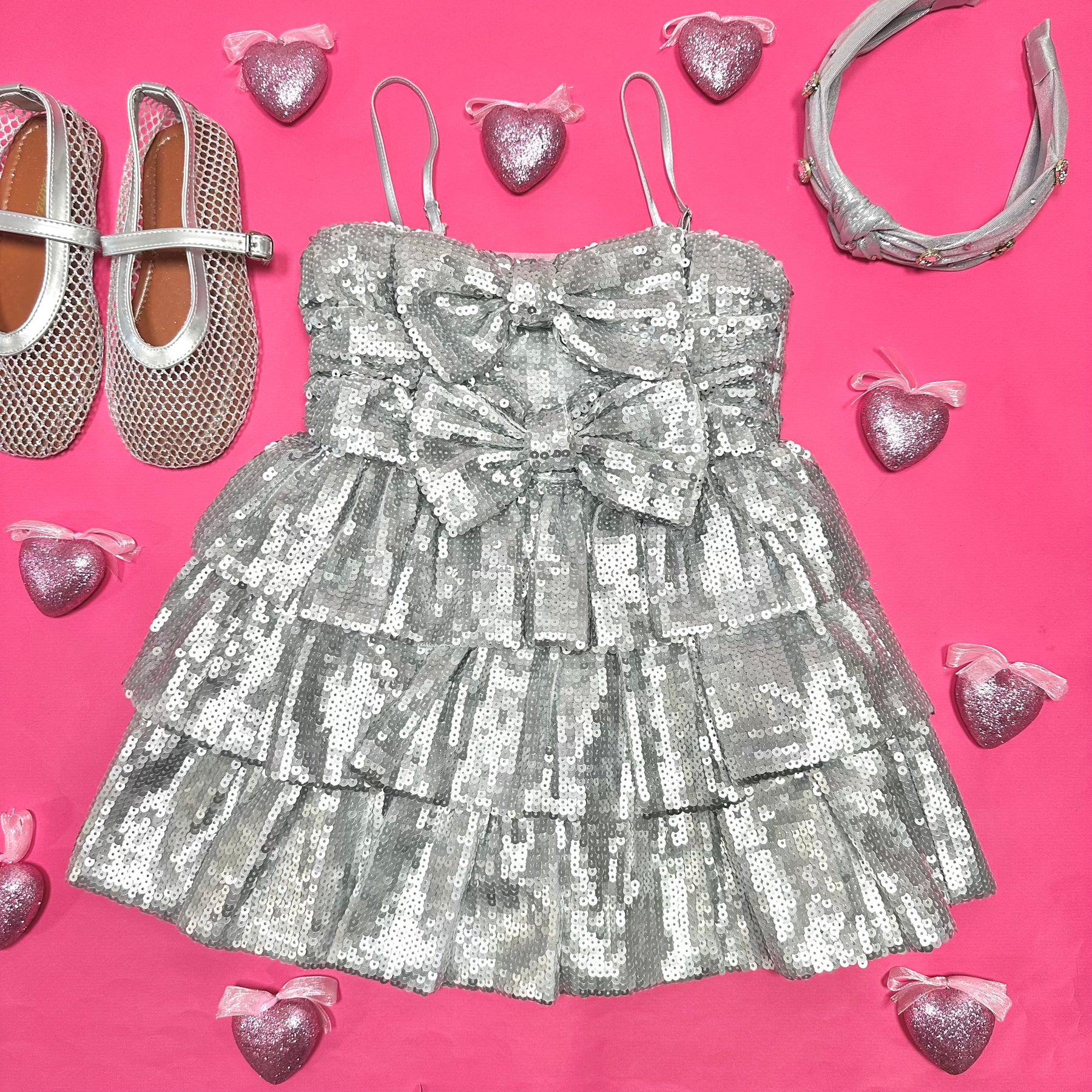 AUBREE METALLIC BOW DRESS (W/ STRAPS)
