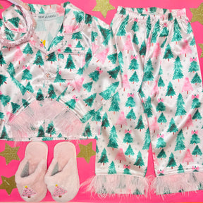 CHRISTMAS TREES SILKY SET W/ FEATHERS