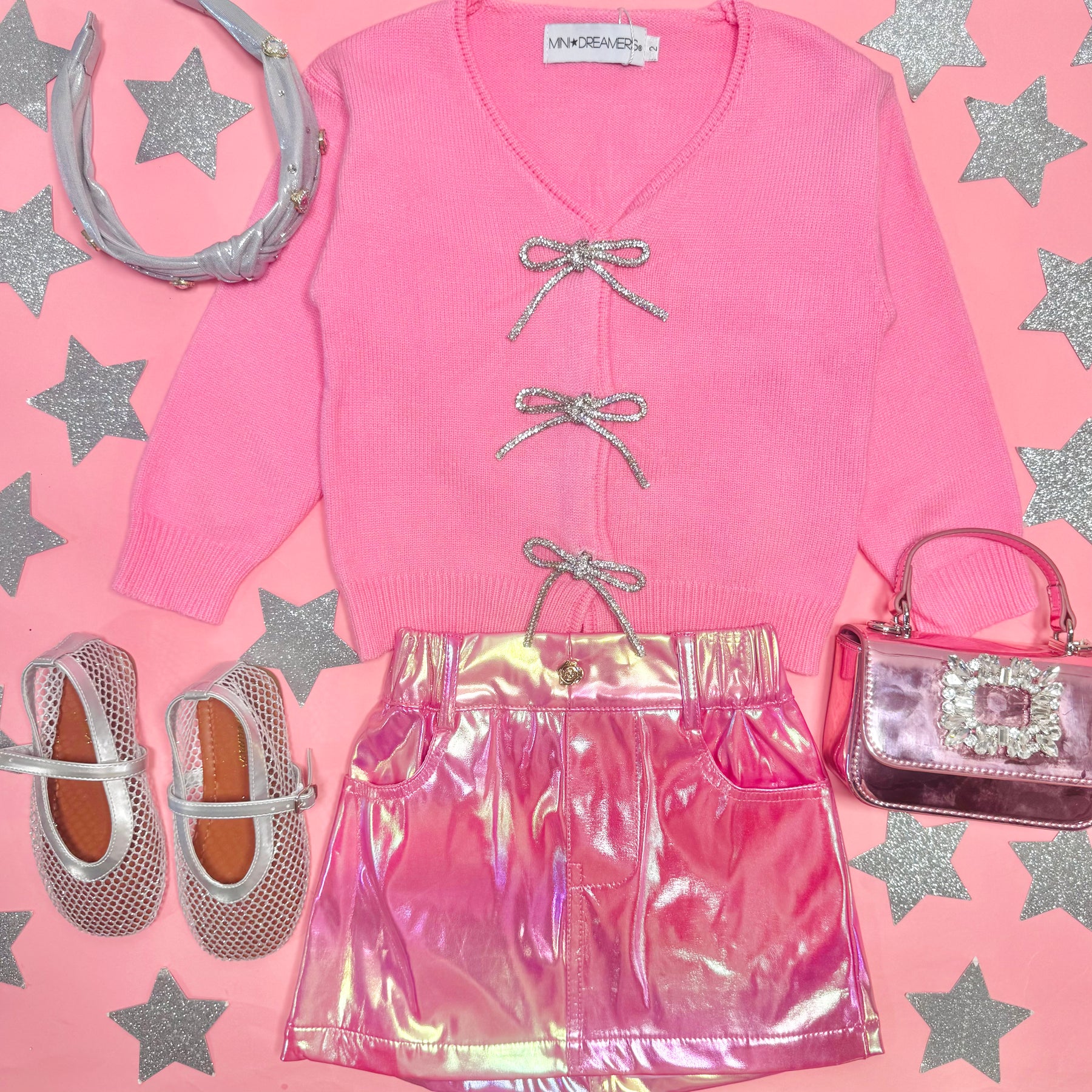 SHAYLEE CRYSTAL BOW CARDIGAN