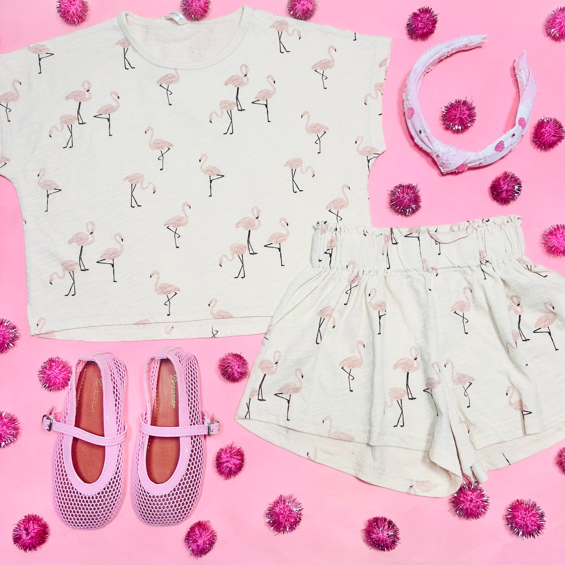 RAEGAN FLAMINGO TSHIRT AND SHORTS SET