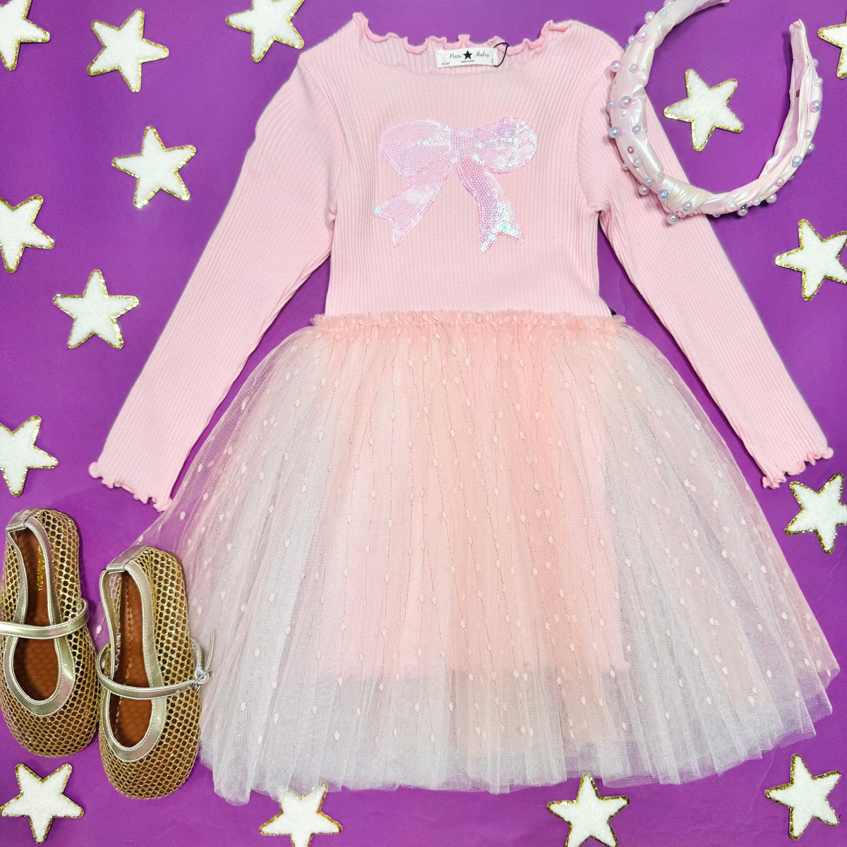 SEQUIN BOW TUTU DRESS
