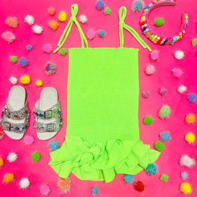 LIME BILLIE SMOCKED DRESS