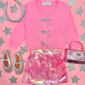 RILEY IRIDESCENT PLEATHER SKIRT - MINI DREAMERS - SKIRTS