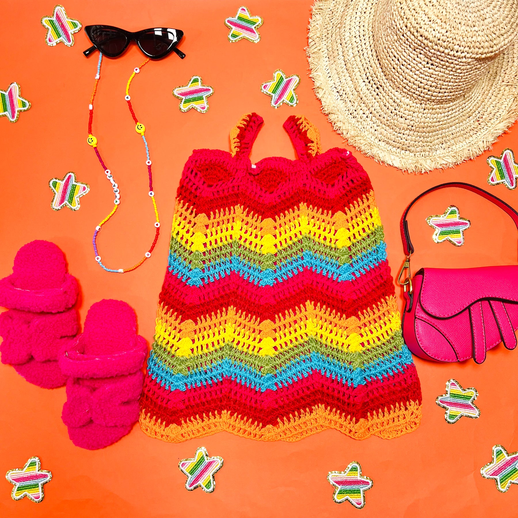 RAINBOW ZIG ZAG CROCHET DRESS