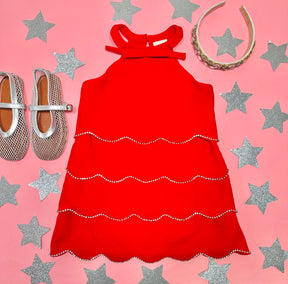 CHRISSY CRYSTAL SCALLOPED DRESS