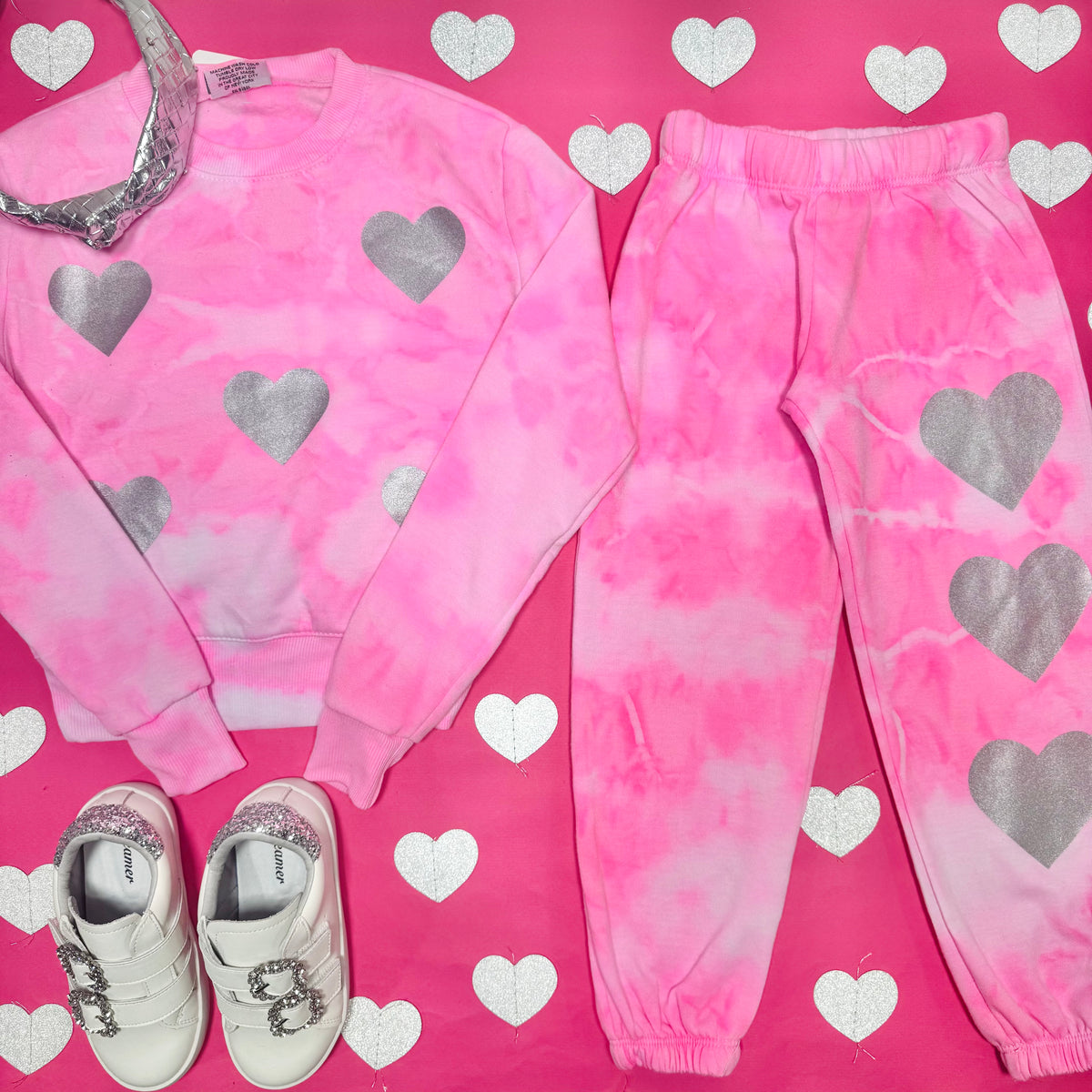 METALLIC HEART CLOUDWASH SWEATSHIRT - SWEATERS