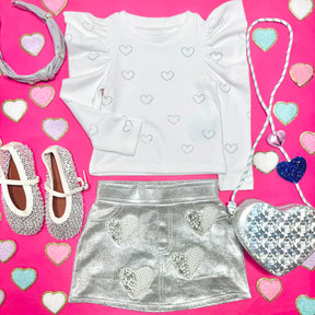 CRYSTAL HEART PUFF SLEEVE LONG SLEEVE TOP - MIA NEW YORK - LONG SLEEVE TOPS