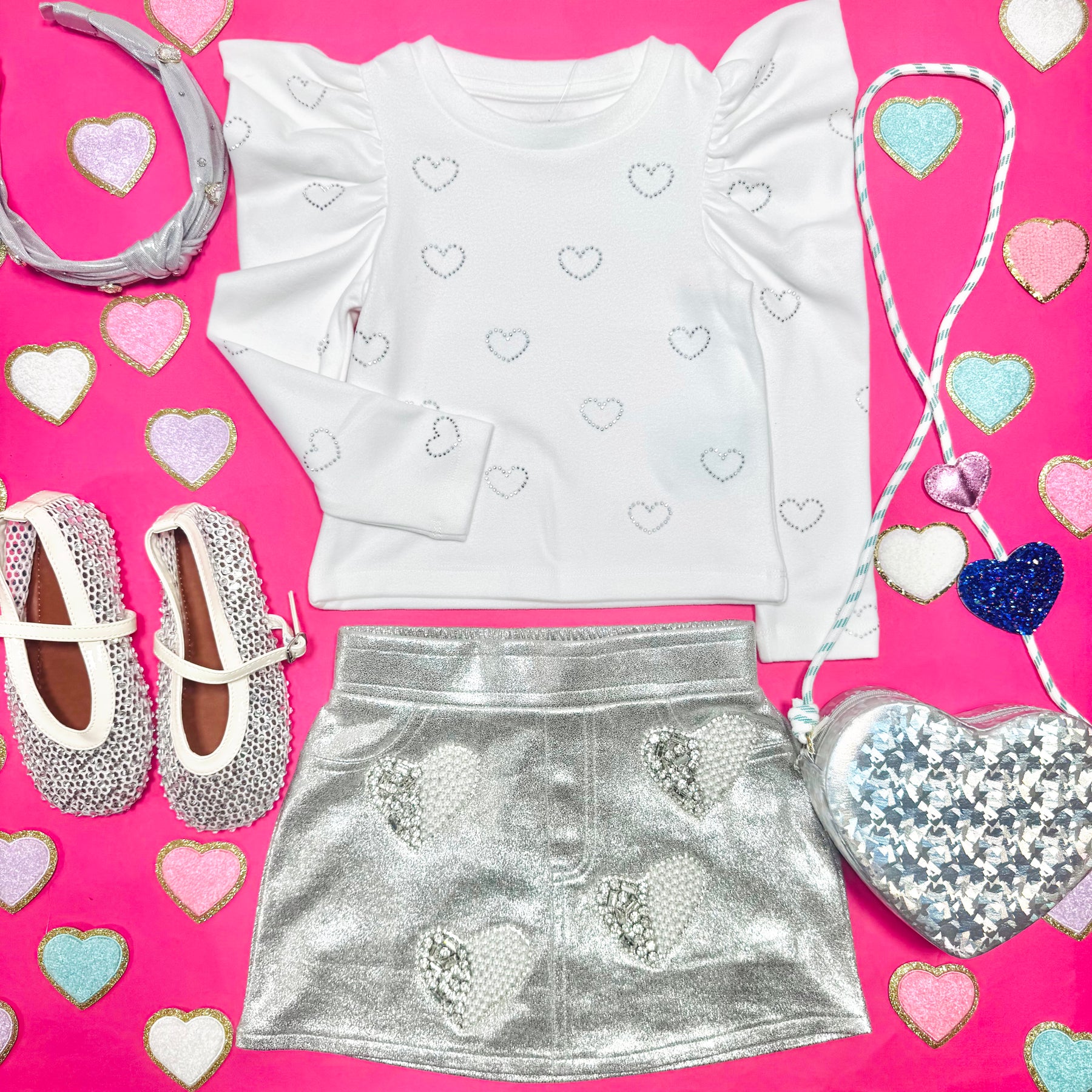 CRYSTAL HEART METALLIC SKORT - MIA NEW YORK - SKIRTS