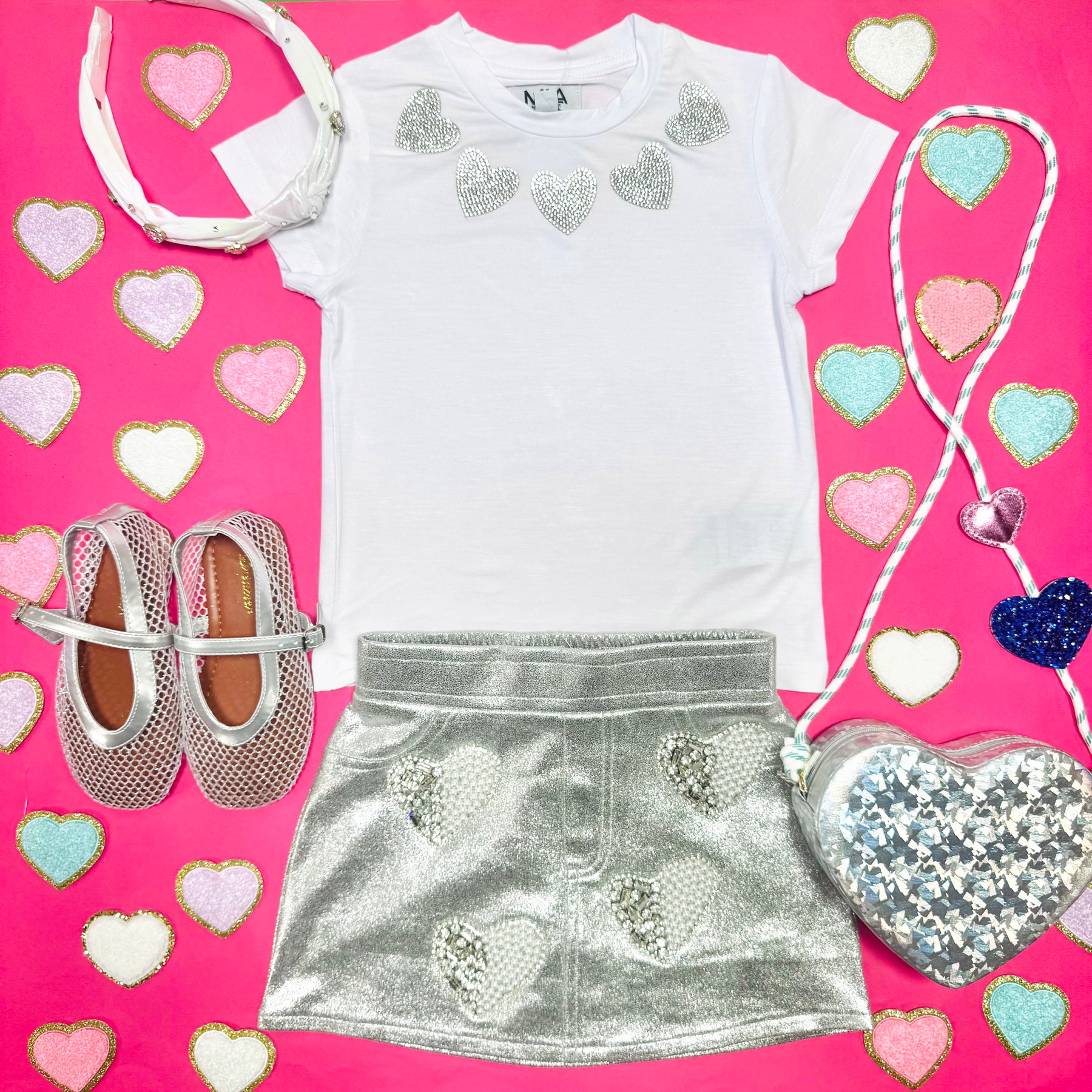 CRYSTAL HEART METALLIC SKORT - MIA NEW YORK - SKIRTS