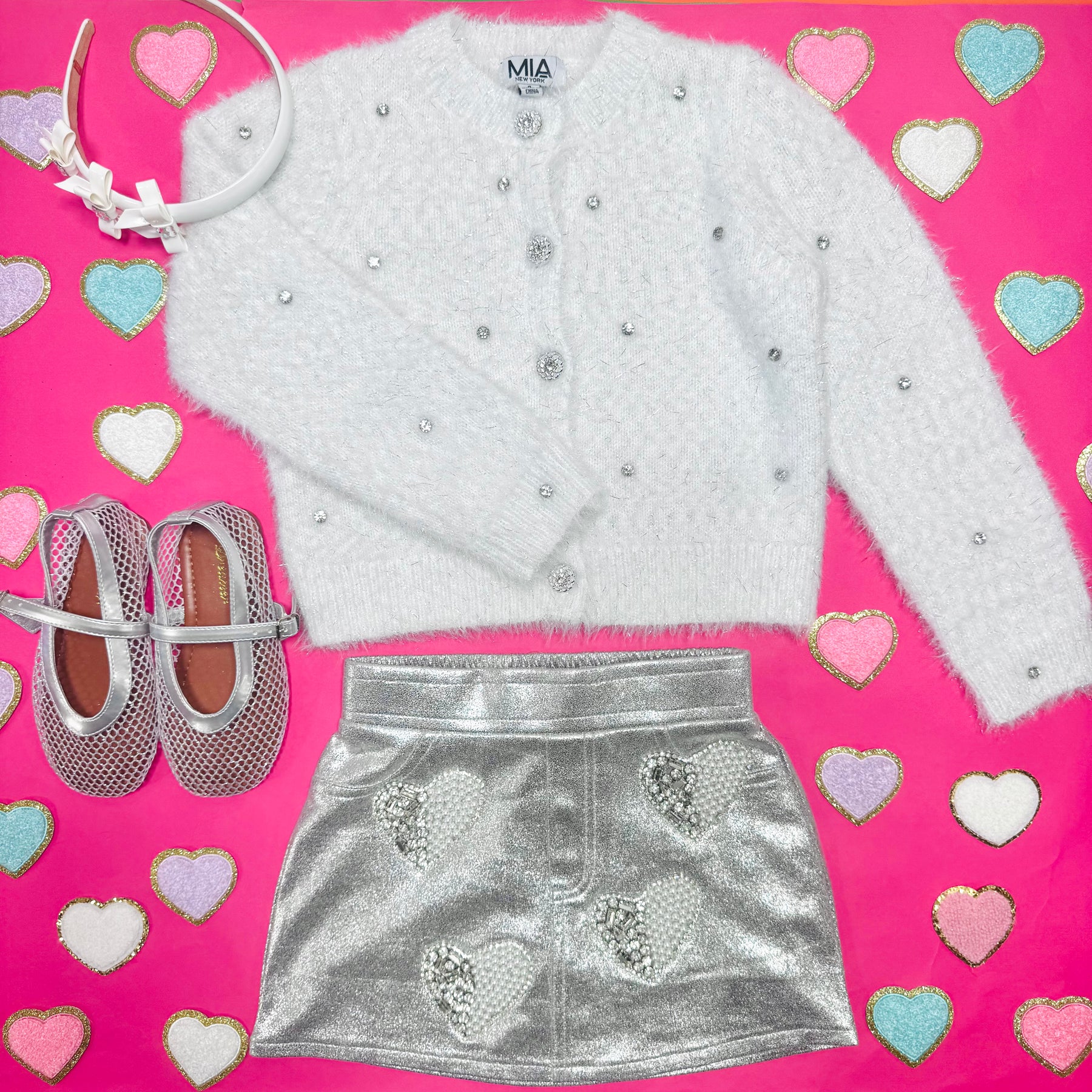 FUZZY JEWELED CARDIGAN