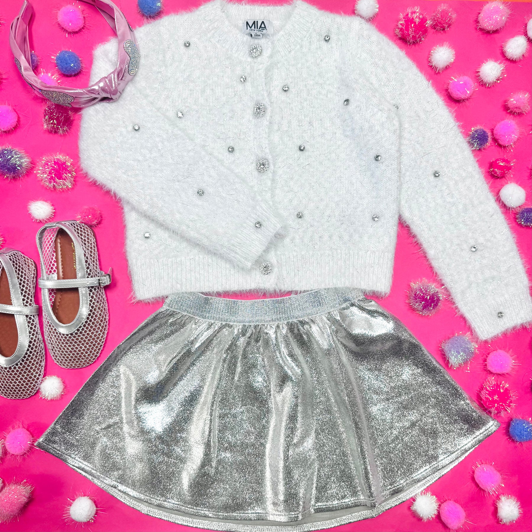 FUZZY JEWELED CARDIGAN