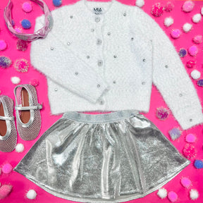 FUZZY JEWELED CARDIGAN