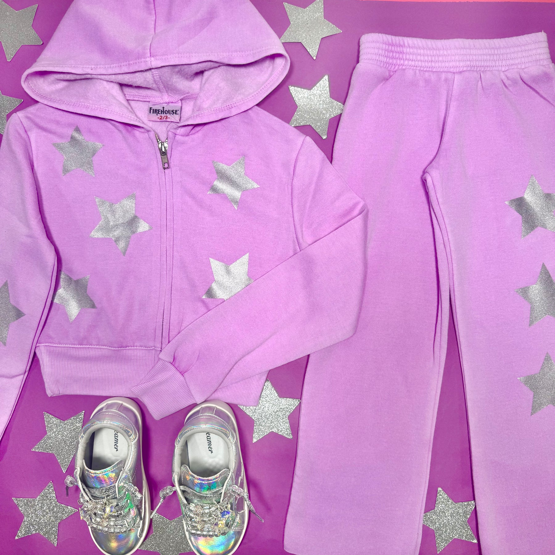 METALLIC STARS STRAIGHT LEG SWEATPANTS - SWEATPANTS