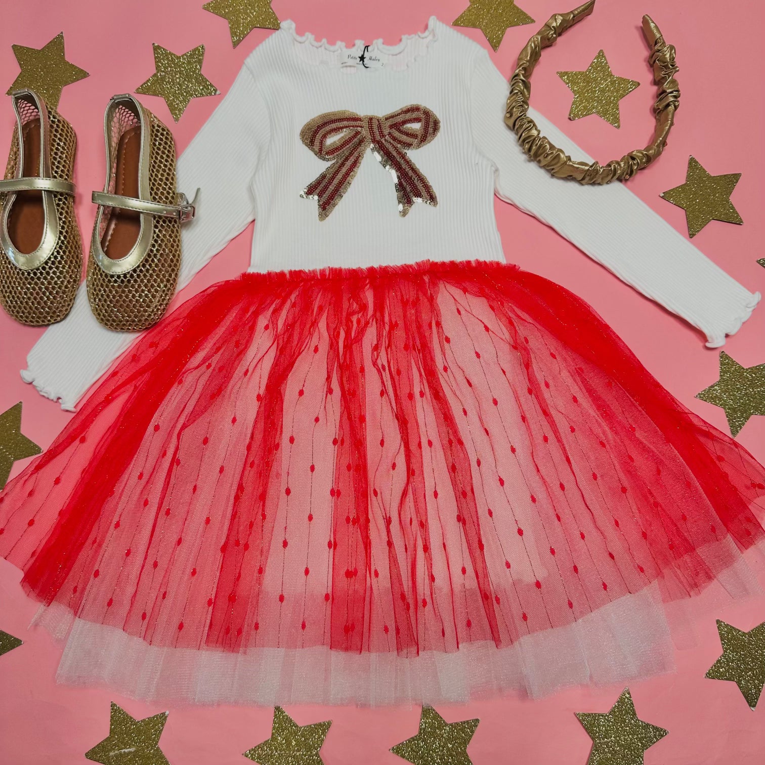 QUINCY SEQUIN BOW TUTU DRESS