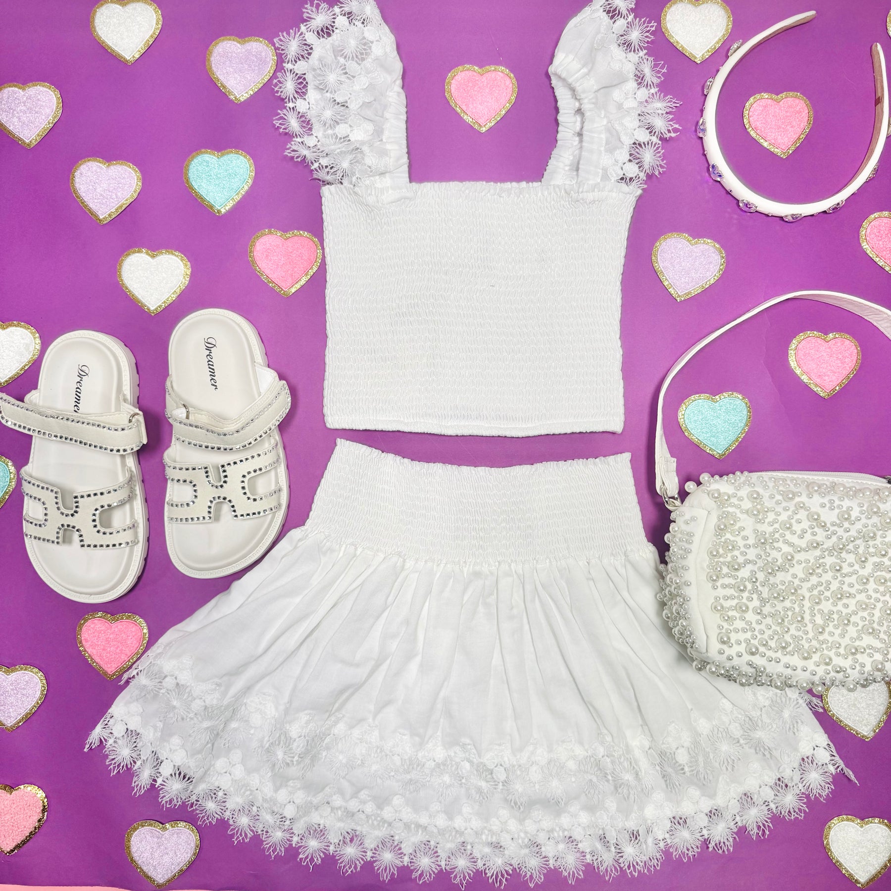 MARIEL SMOCKED TOP AND SKIRT SET