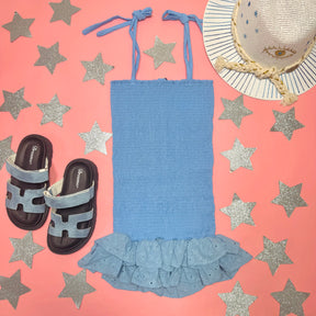 SKY BLUE BILLIE SMOCKED DRESS