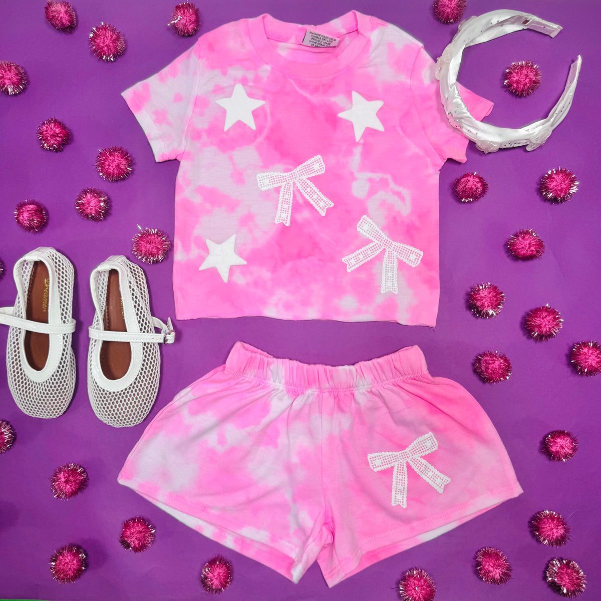 LACE BOW CLOUD WASH SHORTS - SHORTS