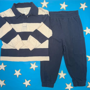 STRIPE RUGBY POLO LONG SLEEVE TOP - LONG SLEEVE TOPS