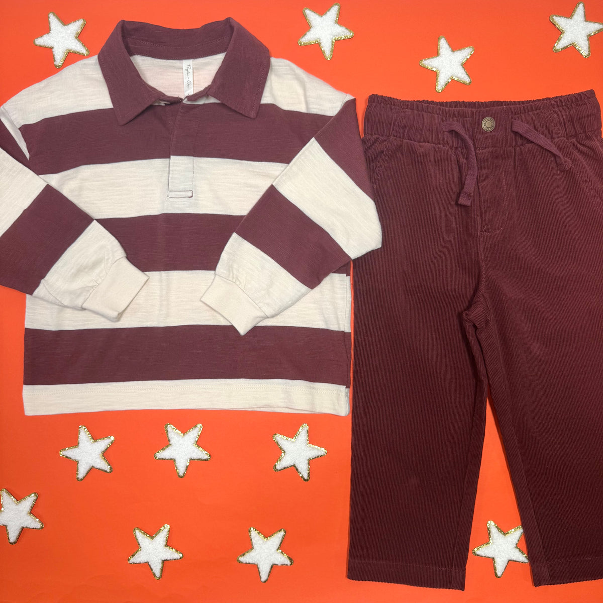 STRIPE RUGBY POLO LONG SLEEVE TOP - LONG SLEEVE TOPS