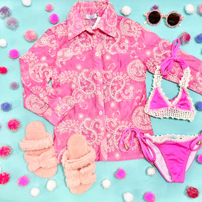CALLIE PAISLEY OVERSIZED BUTTON DOWN TOP/COVERUP - BUTTON DOWNS