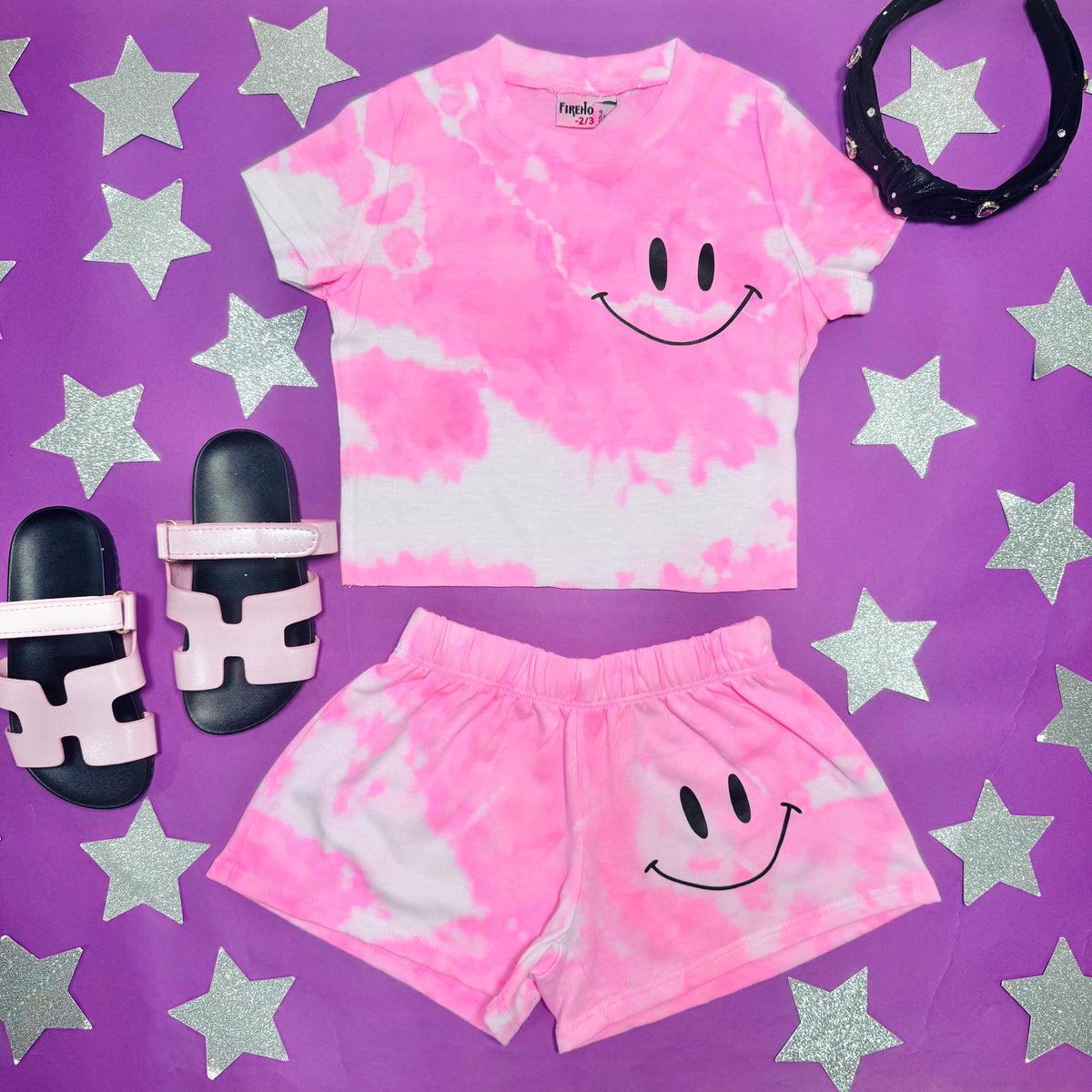 SMILEY TIE DYE SHORTS