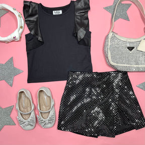 METALLIC ASYMMETRICAL SKORT