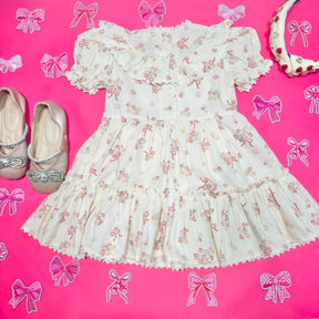 EVA BOW DITSY DRESS - DRESSES
