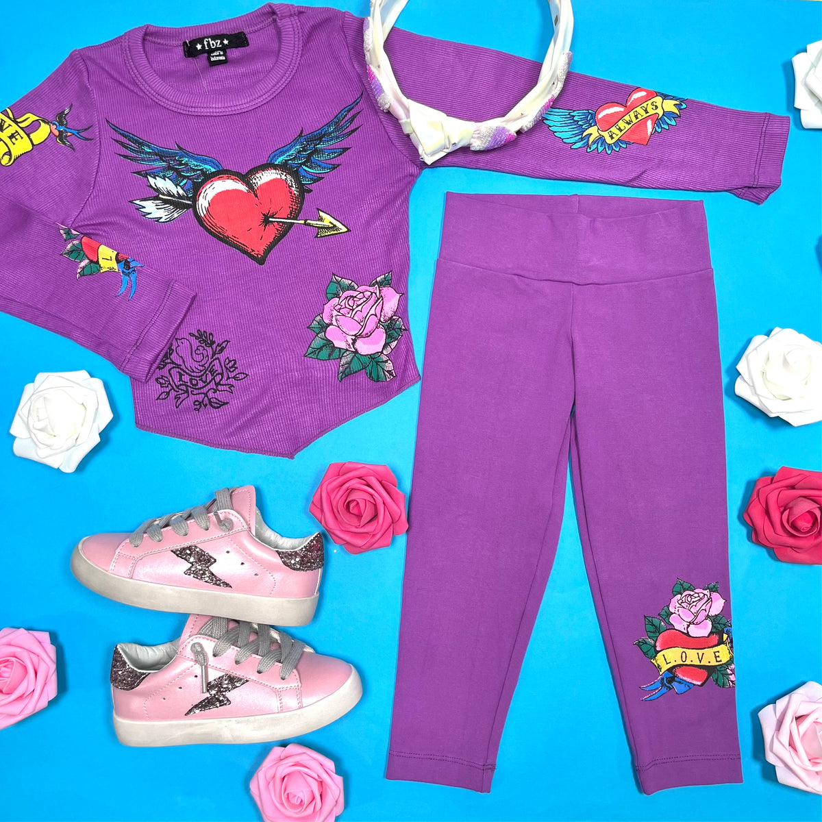 LOVE WINGED LONG SLEEVE V TOP