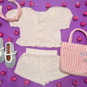 JUNIPER GINGHAM TIE TOP AND SHORT SET