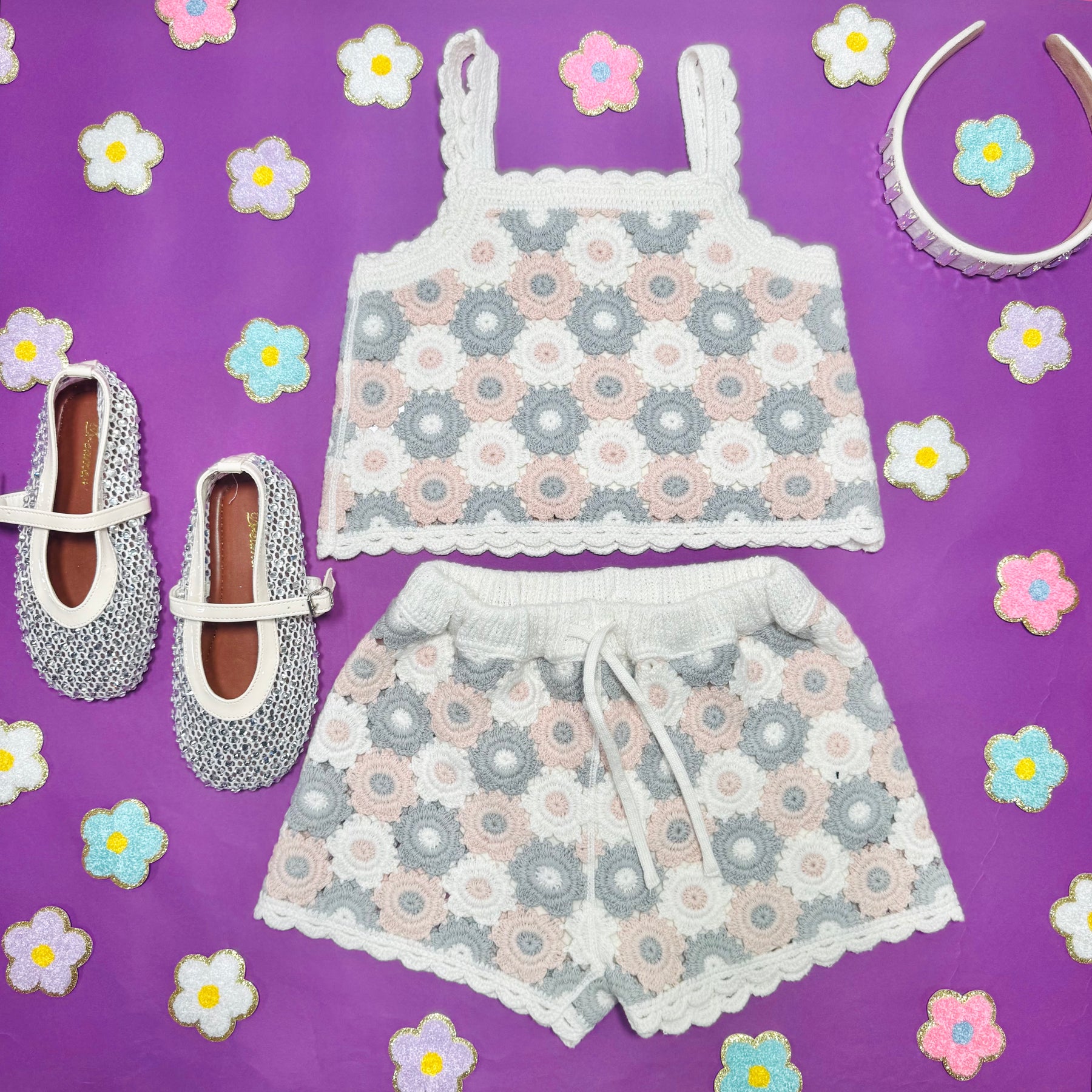 CROCHET LILI KNIT TANK AND SHORT SET