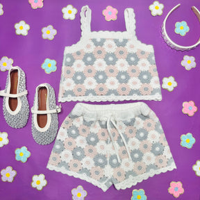 CROCHET LILI KNIT TANK AND SHORT SET