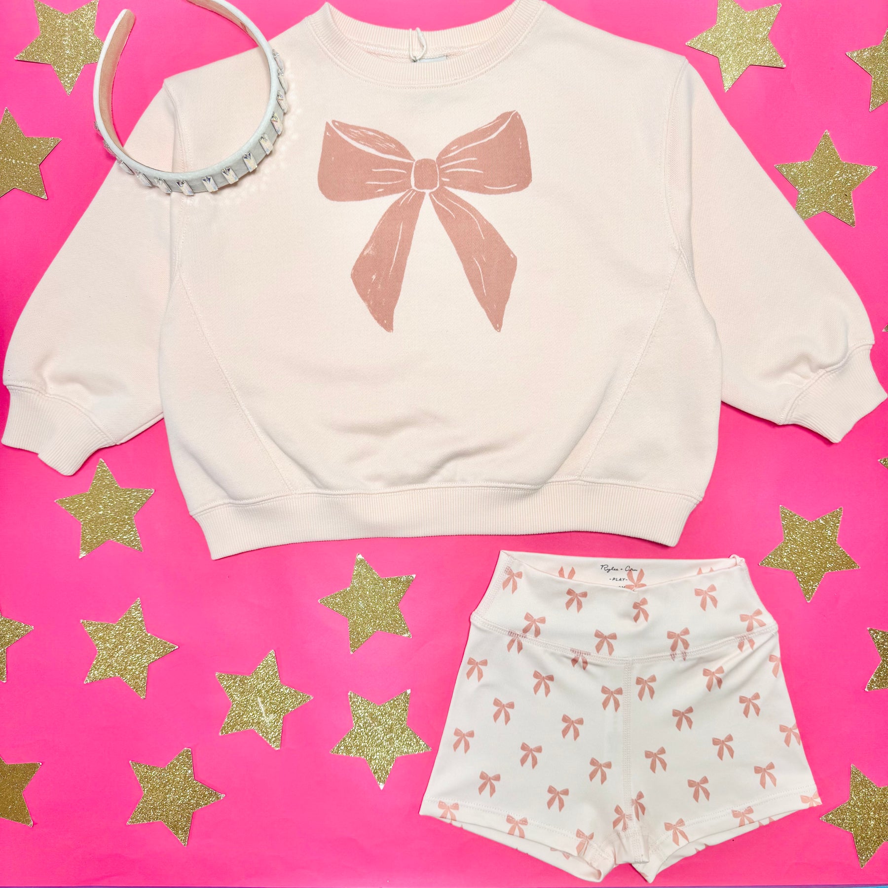 BOW SHORTIE BIKER SHORTS - RYLEE + CRU - SHORTS