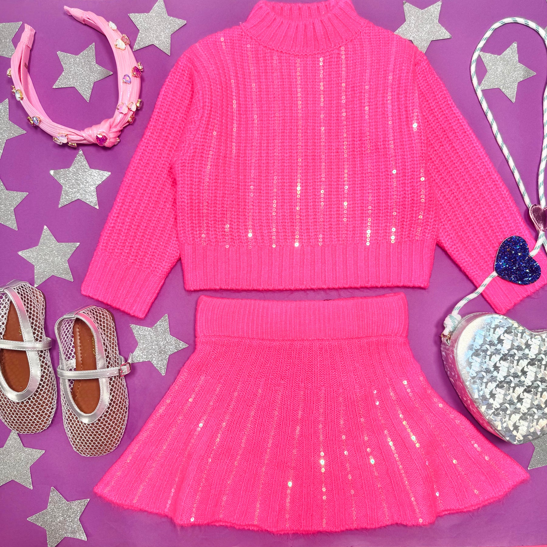 SEQUIN PLEATED SKIRT