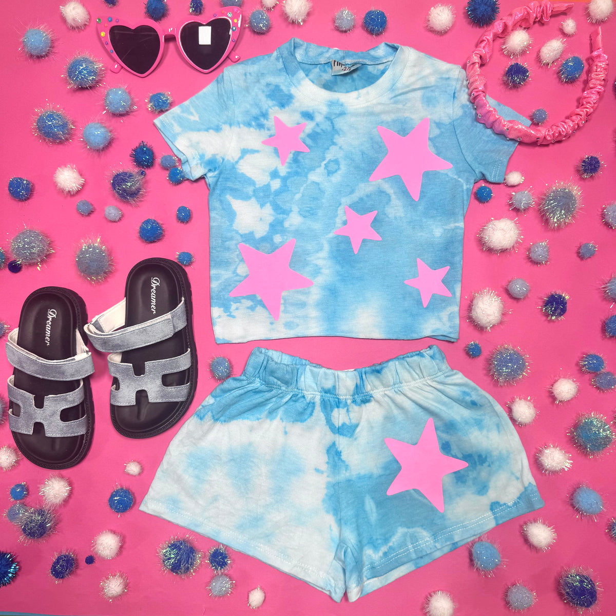 NEON STARS CLOUD WASH TSHIRT - SHORT SLEEVE TOPS