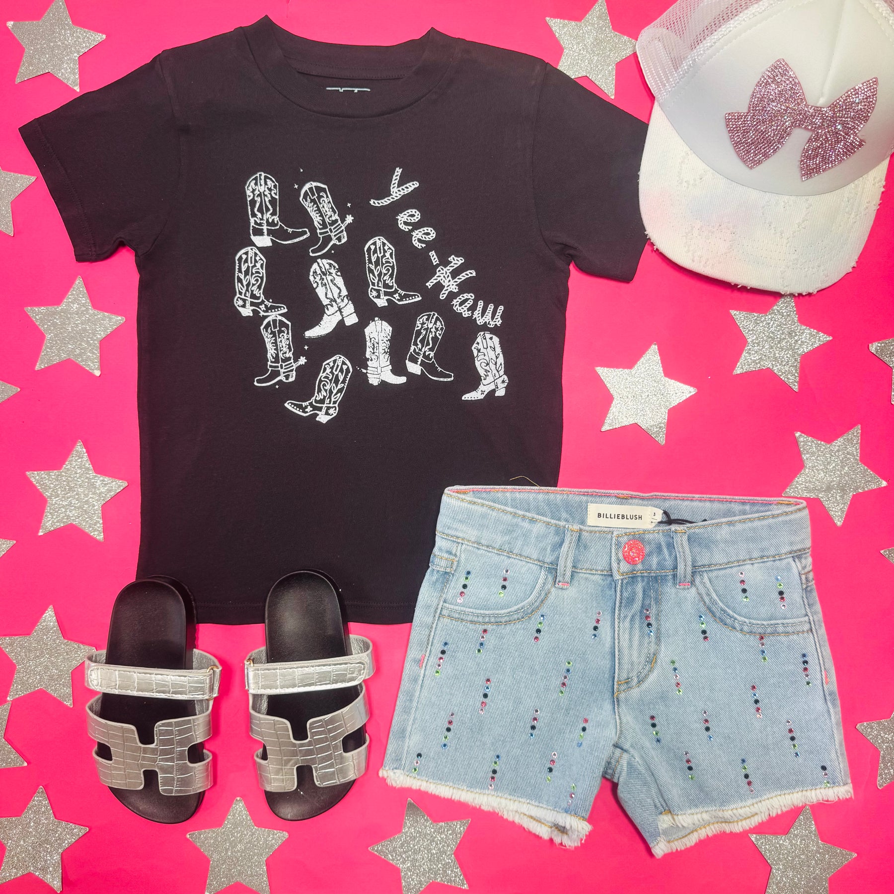 RHINESTONE DENIM SHORTS - BILLIEBLUSH - SHORTS