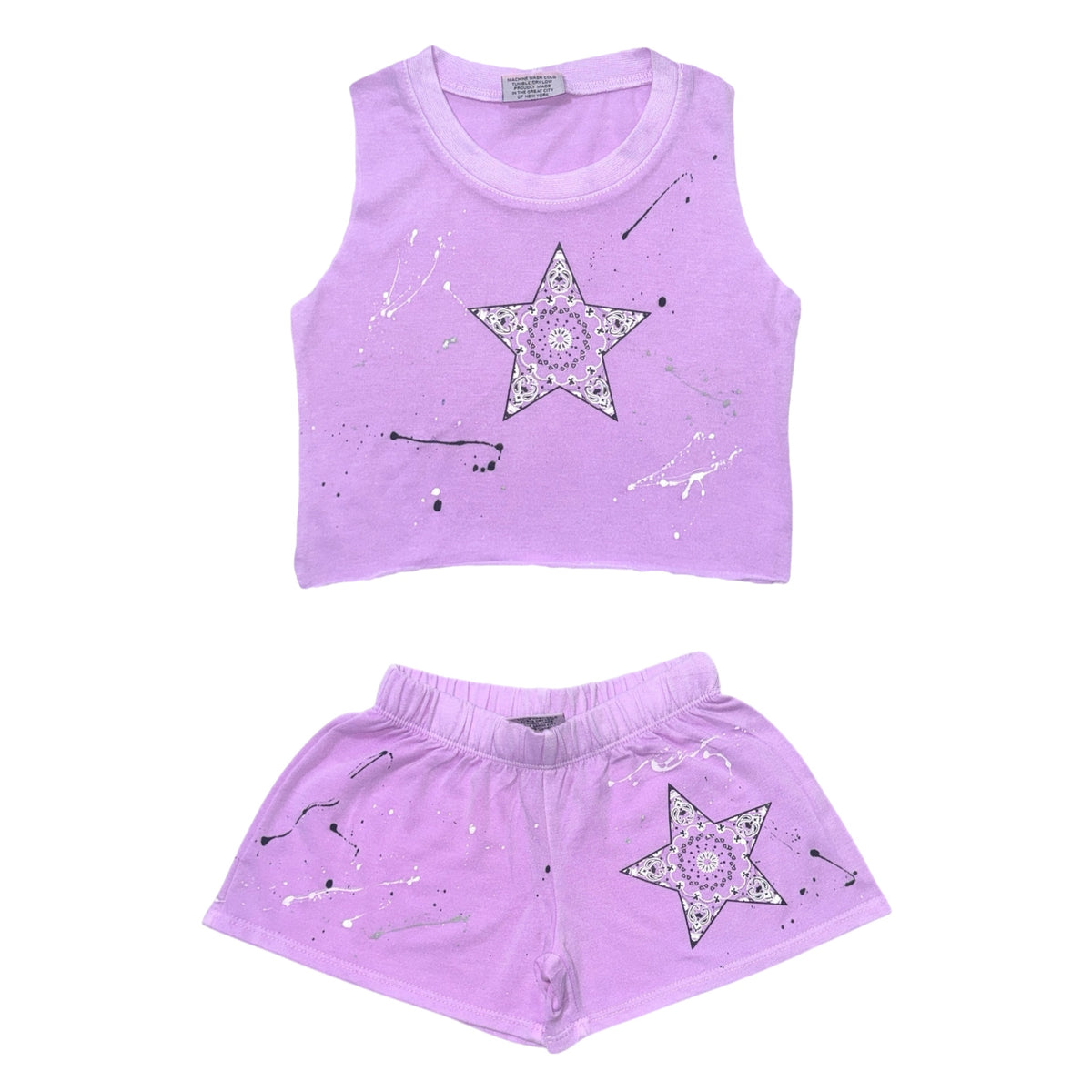 BANDANA HEART PAINT SPLATTER TANK TOP AND SHORTS SET (PREORDER)