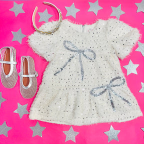 BOW SEQUIN FRINGE DRESS