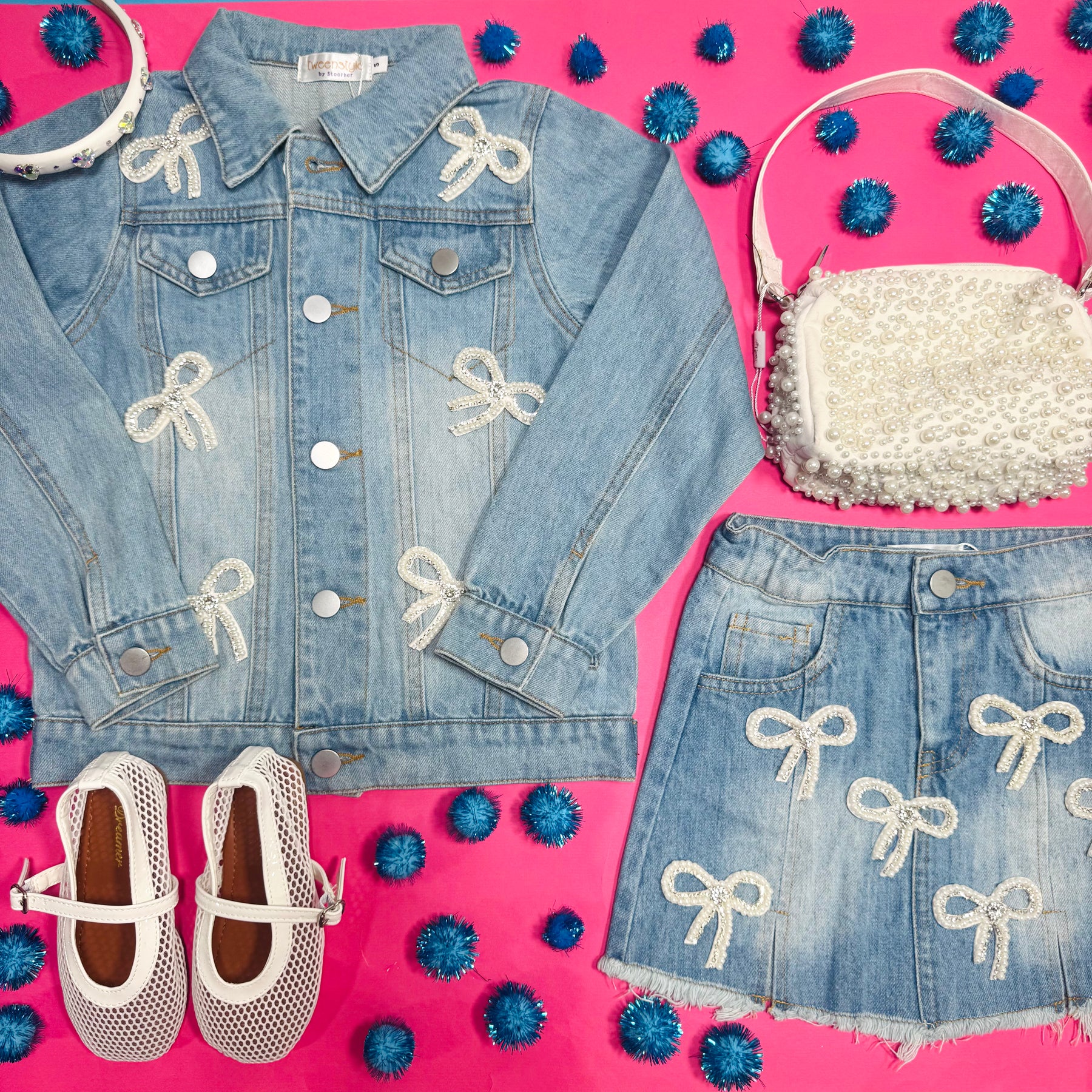 BOW DENIM JACKET - JACKETS