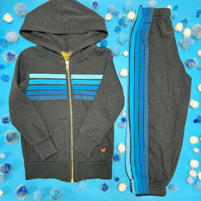 5 STRIPE ZIP UP HOODIE