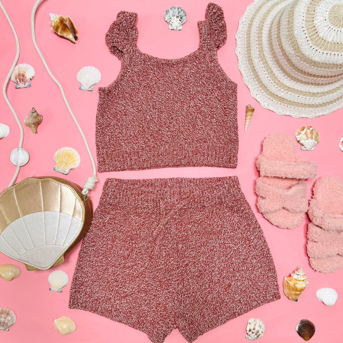 KNITTED TANK AND SHORTS SET