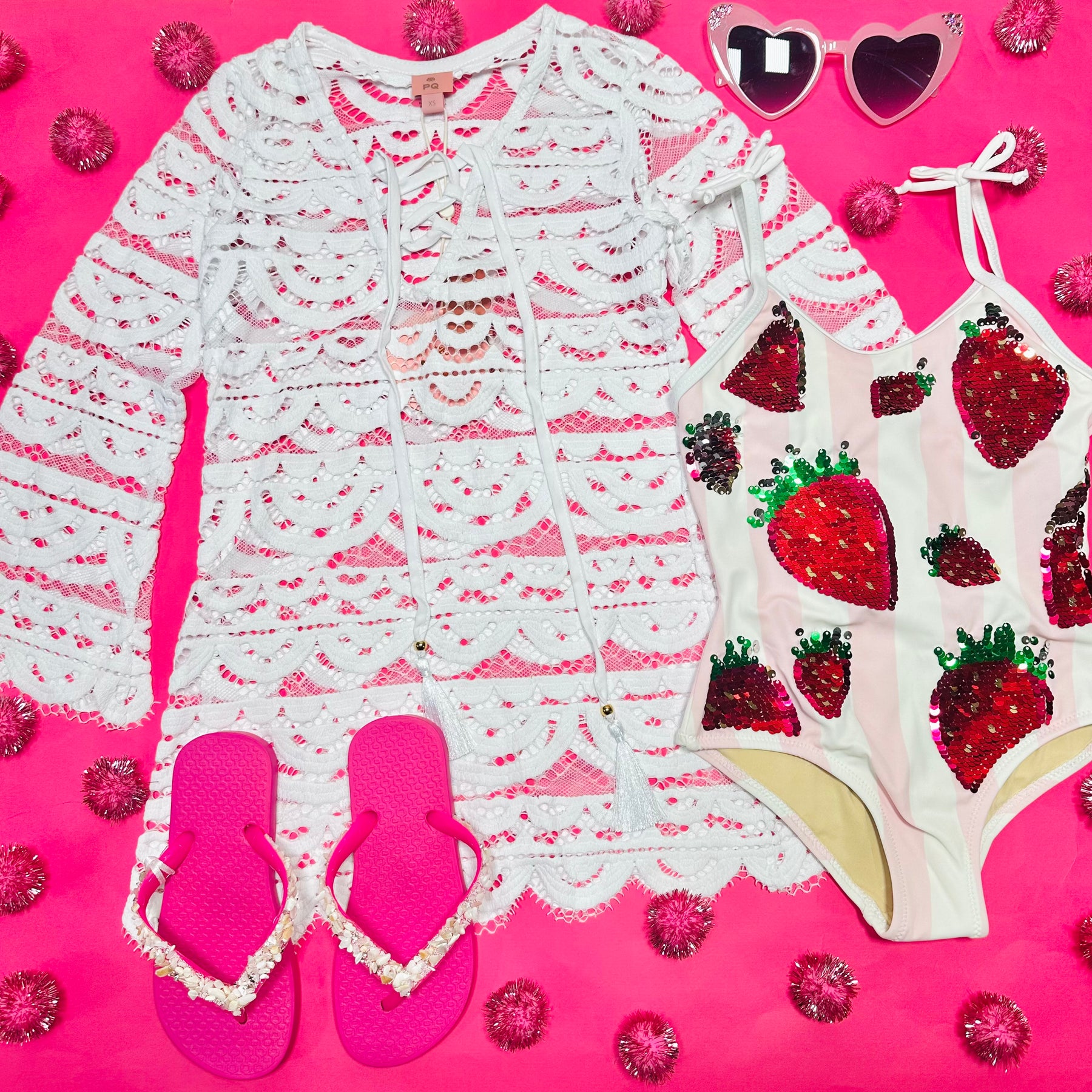 FLIP SEQUIN STRAWBERRY ONE PIECE SWIMSUIT