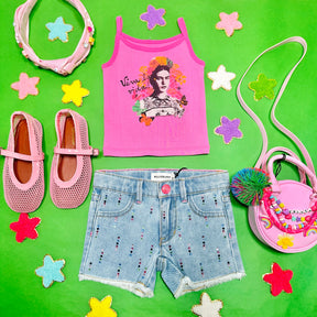 RHINESTONE DENIM SHORTS - BILLIEBLUSH - SHORTS