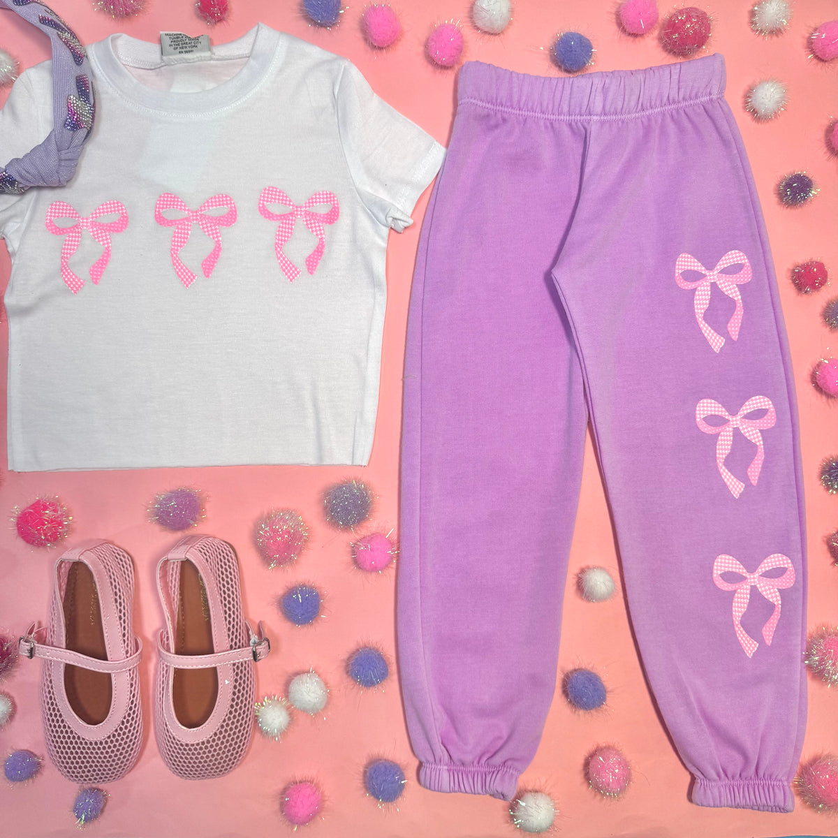 GINGHAM BOWS SWEATPANTS - SWEATPANTS