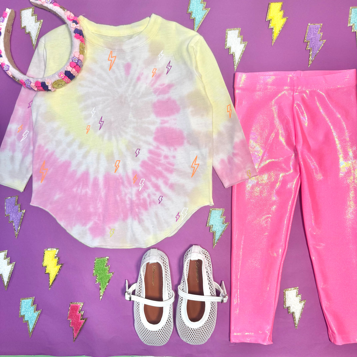BUBBLEGUM METALLIC LEGGINGS
