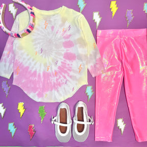BUBBLEGUM METALLIC LEGGINGS
