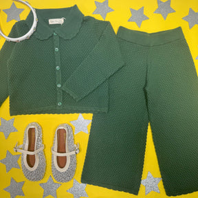 RIO CARDIGAN AND KNIT WIDE LEG PANTS SET - SET