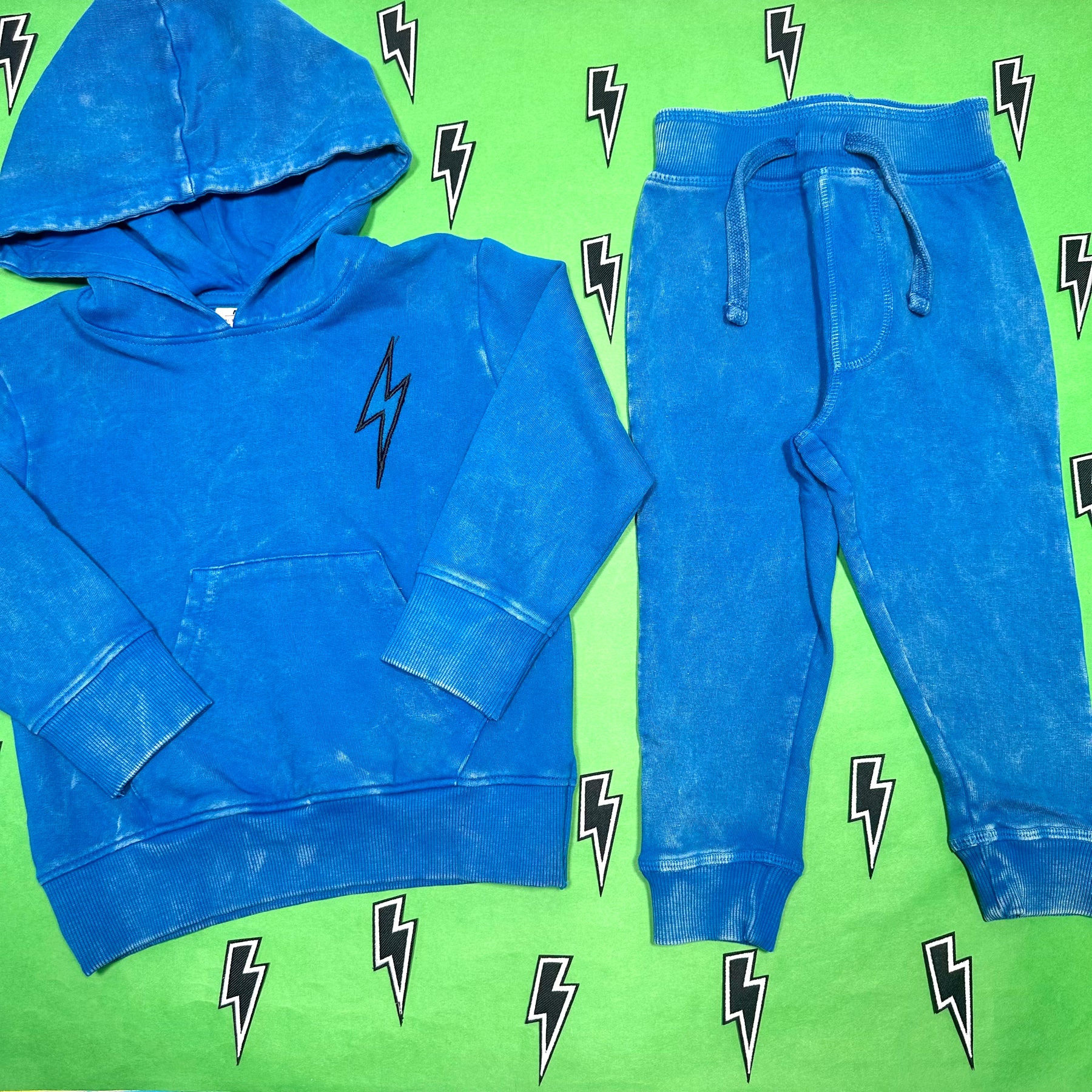 LIGHTNING BOLT ENZYME DISTRESSED HOODIE - HOODIES