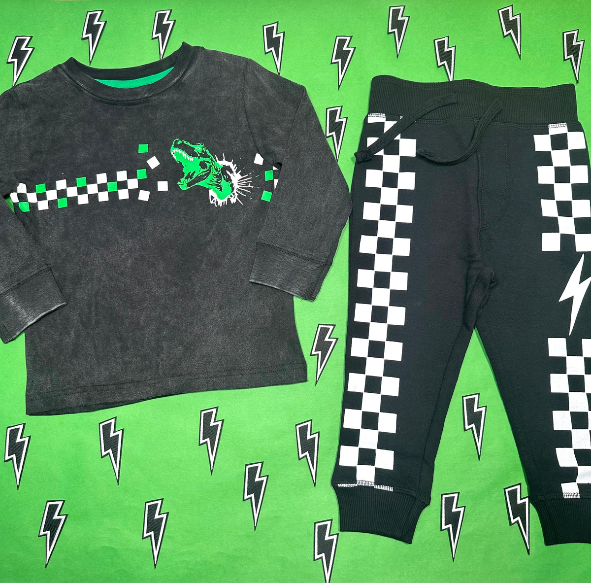 DINO CHECK LONG SLEEVE TSHIRT - LONG SLEEVE TOPS